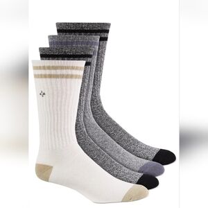 4-pack Sun + Stone Mens Double Stripe Crew Socks Size 7-12 NEW